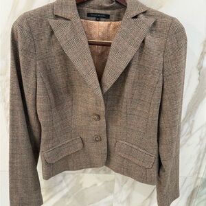 David Meister Tan Plaid Wool Women's Blazer. Silk lining, never worn.
